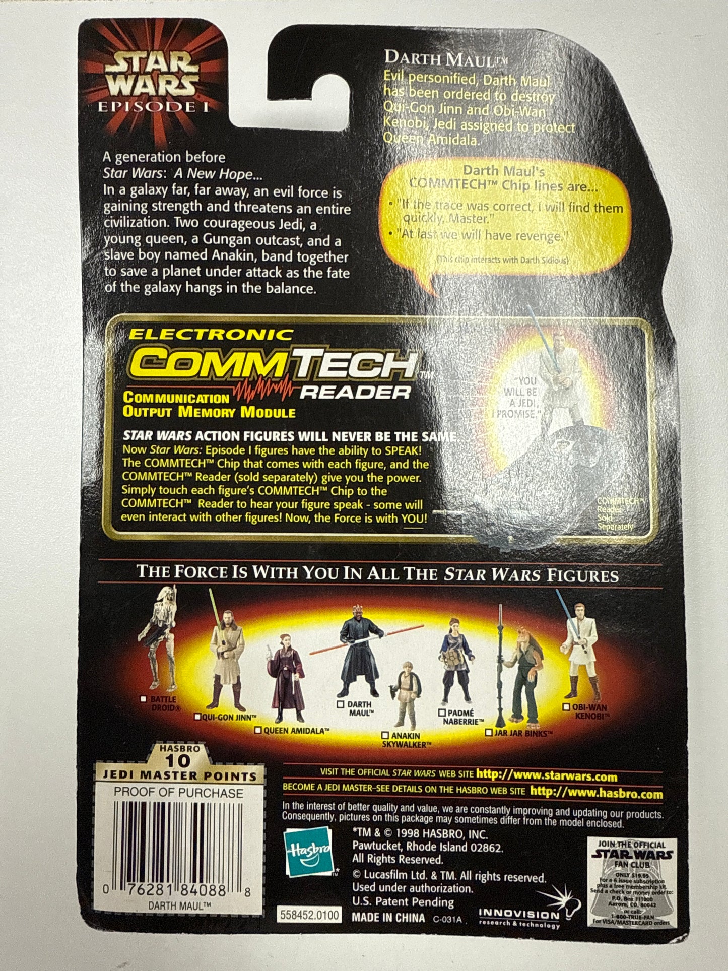 Star Wars Episode I DARTH MAUL Action Figure Talking CommTech Chip