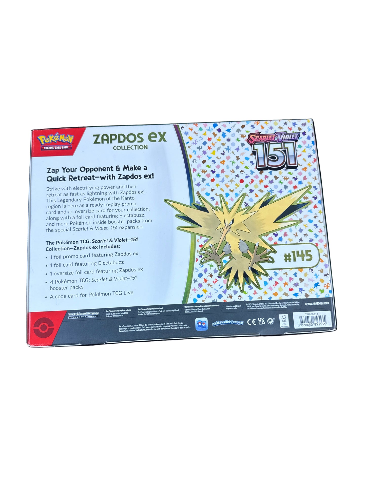 POKEMON TCG ZAPDOS EX COLLECTION BOX 151