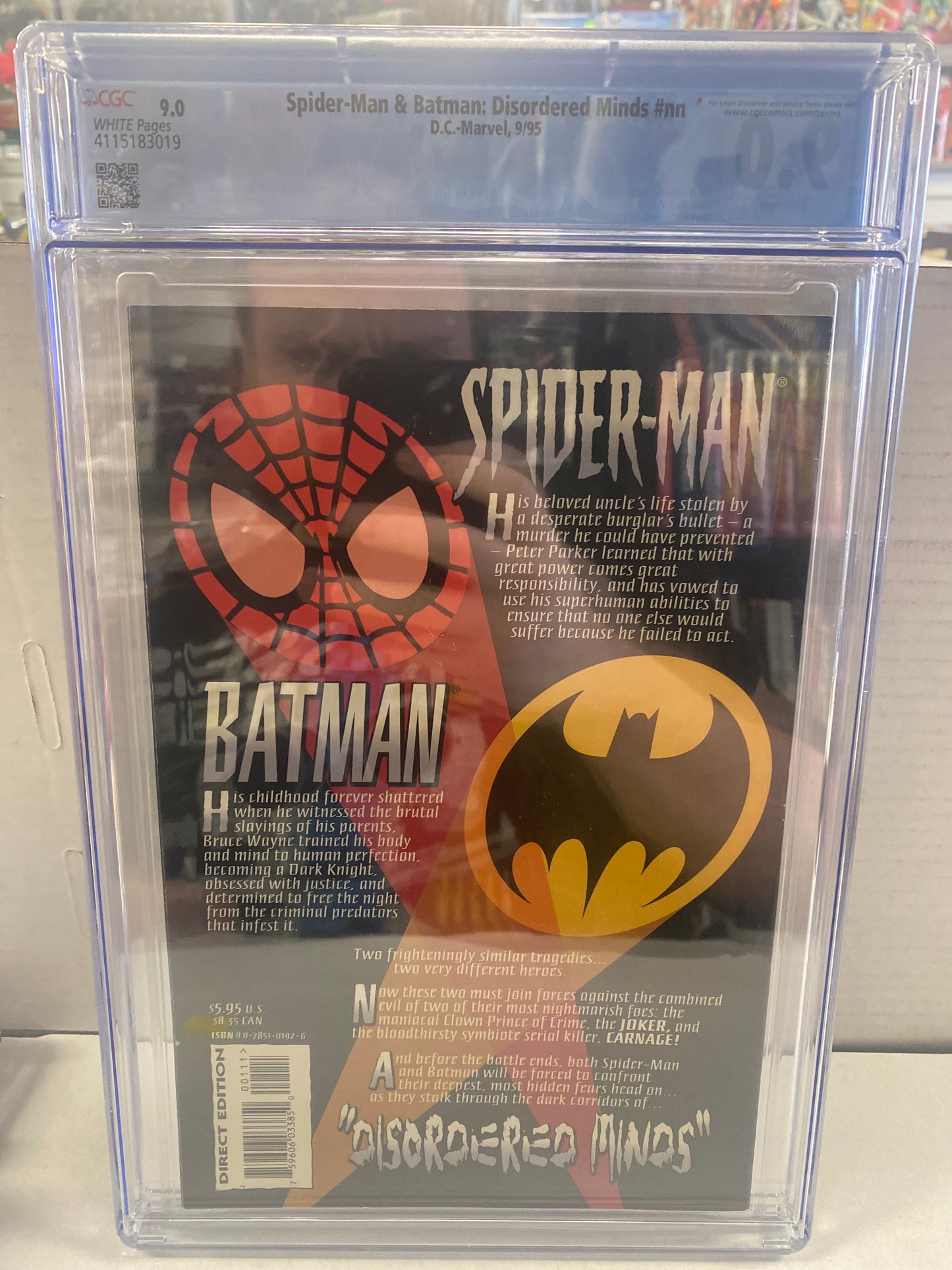 DC/MARVEL COMICS SPIDER-MAN &BATMAN DISORDERED MINDS #NN (1995) CGC 9.0 WP