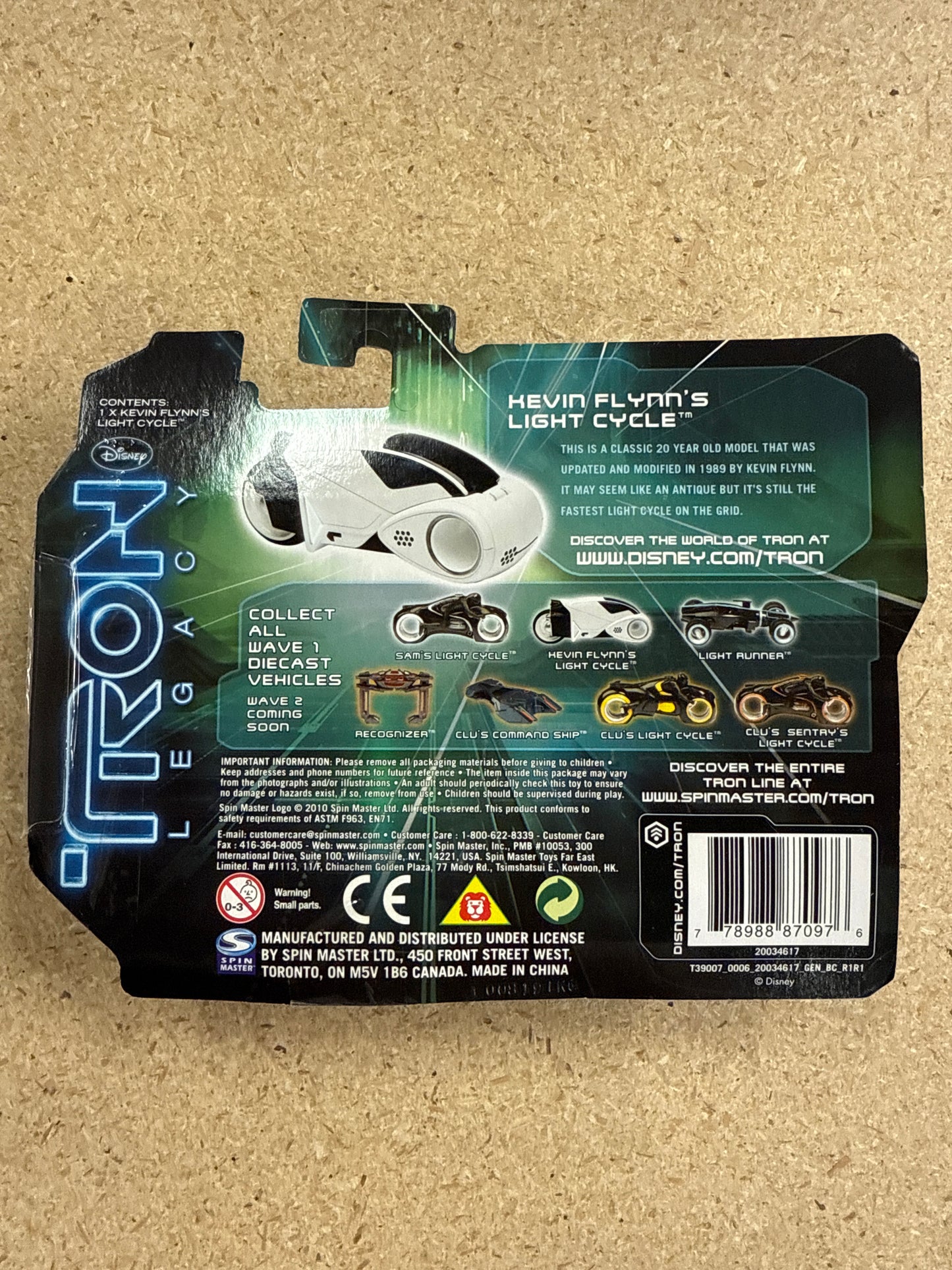DISNEY TRON LEGACY KEVIN FLYNN’s LIGHT CYCLE DIECAST