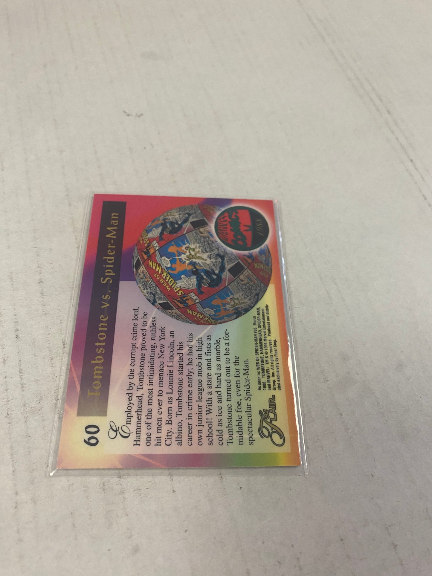 MARVEL FLAIR 1994 TOMBSTONE GREAT CONDITION