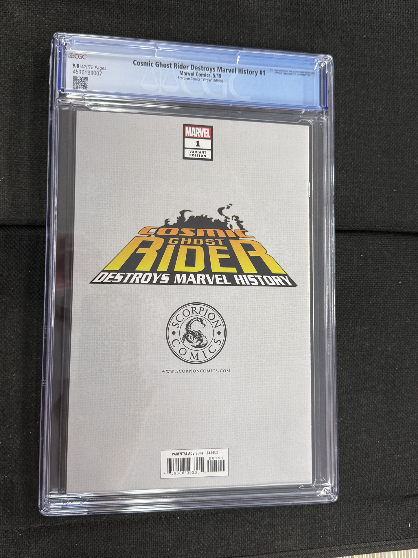 MARVEL COMICS COSMIC GHOSTRIDER DESTROYS MARVEL HISTORY #1 CGC 9.8 WP Scorpion Comics Virgin Edition
