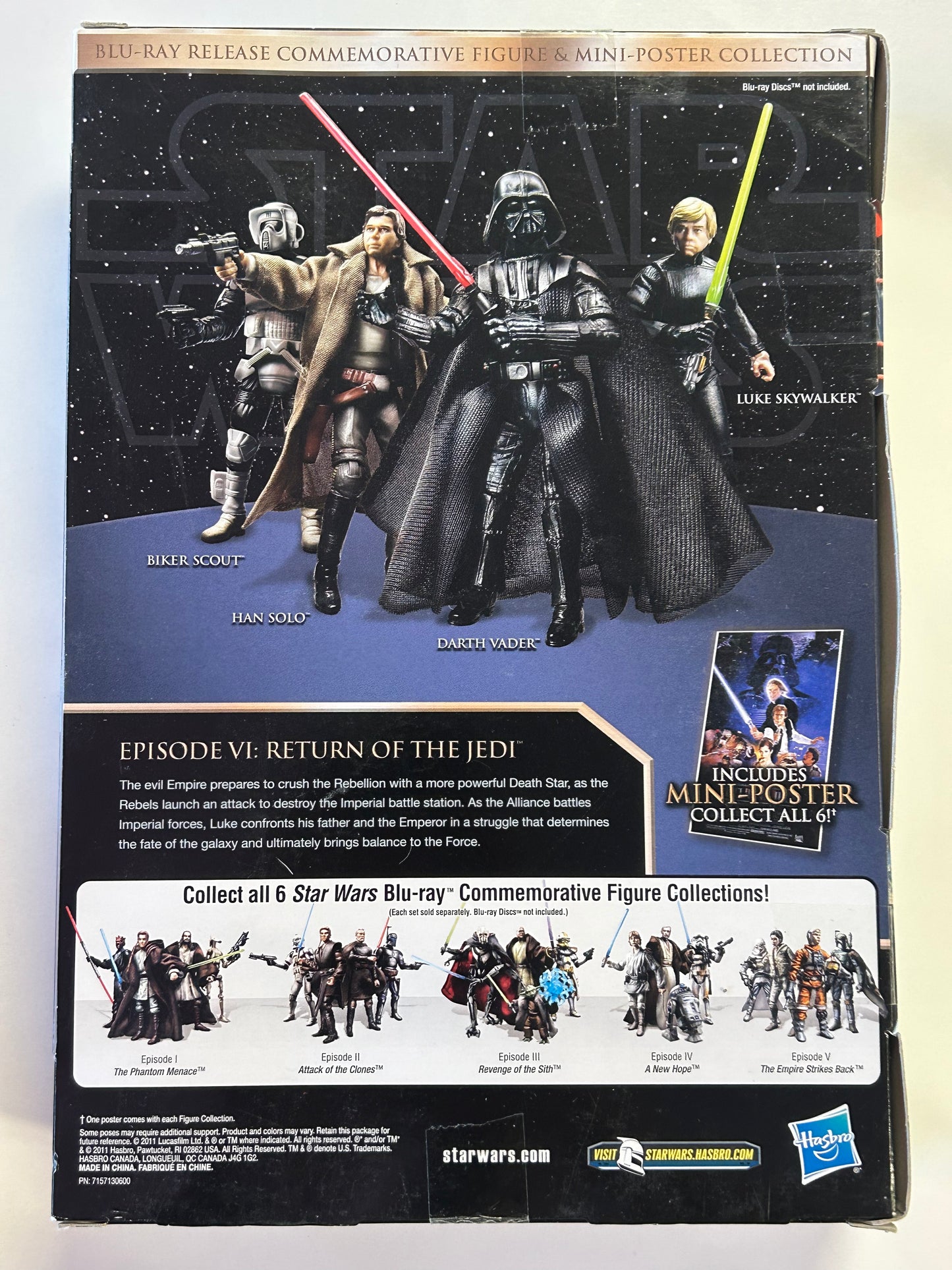HASBRO STAR WARS EPISODE VI RETURN OF THE JEDI BLU-RAY COMMEMORATIVE FIGURES & POSTER NEW IN BOX NEAR MINT
