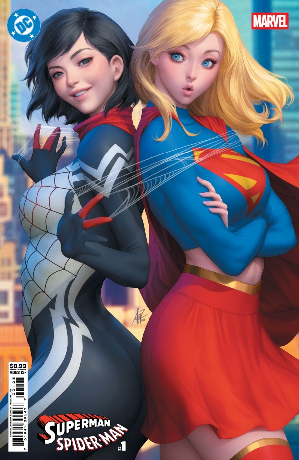 DC COMICS DC MARVEL SUPERMAN SPIDER-MAN #1 (ONE SHOT) CVR M STANLEY ARTGERM LAU SUPERGIRL & SILK CARD STOCK VAR