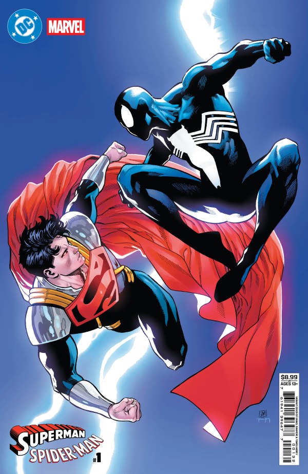 DC COMICS DC MARVEL SUPERMAN SPIDER-MAN #1 (ONE SHOT) CVR R DANIEL SAMPERE SUPER-BOY PRIME & SPIDER-MAN BLACK CARD STOCK VAR