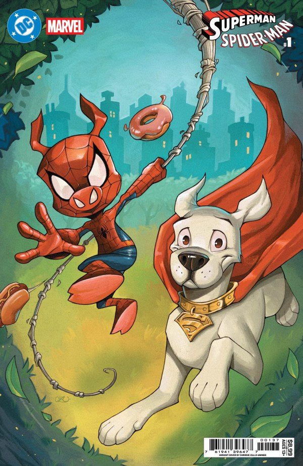 DC MARVEL SUPERMAN SPIDER-MAN #1 (ONE SHOT) CVR W CHRISSIE ZULLO KRYPTO & SPIDER-HAM CARD STOCK VAR