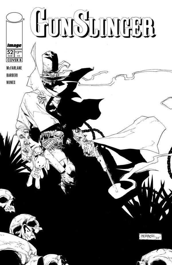 IMAGE COMICS GUNSLINGER SPAWN #52 CVR B CARLO BARBERI VIRGIN BW VAR