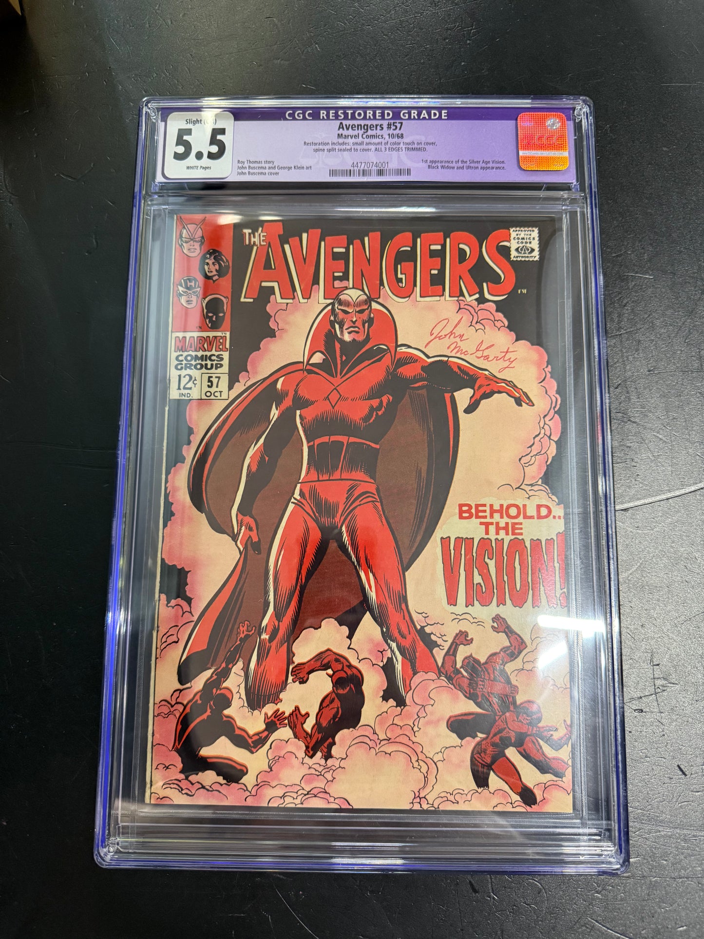 MARVEL COMICS THE AVENGERS #57 1ST APP VISION CGC 5.5 CLASSIC COVER BLACK WIDOW, ULTRON APP GREAT FIND