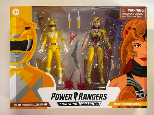 HASBRO POWER RANGERS LIGHTNING COLLECTION MIGHTY MORPHIN YELLOW RANGER + SCORPINA 2 PACK NEW IN GOOD CONDITION BOX