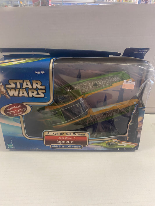 HASBRO STAR WARS ATTACK OF THE CLONES ZAM WESELL SPEEDER (2002)