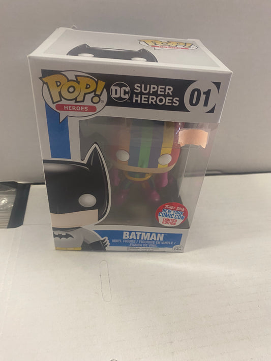 FUNKO POP HEROES DC SUPER HEROES #1 BATMAN 2016 NEW YORK COMIC CON EXCLUSIVE