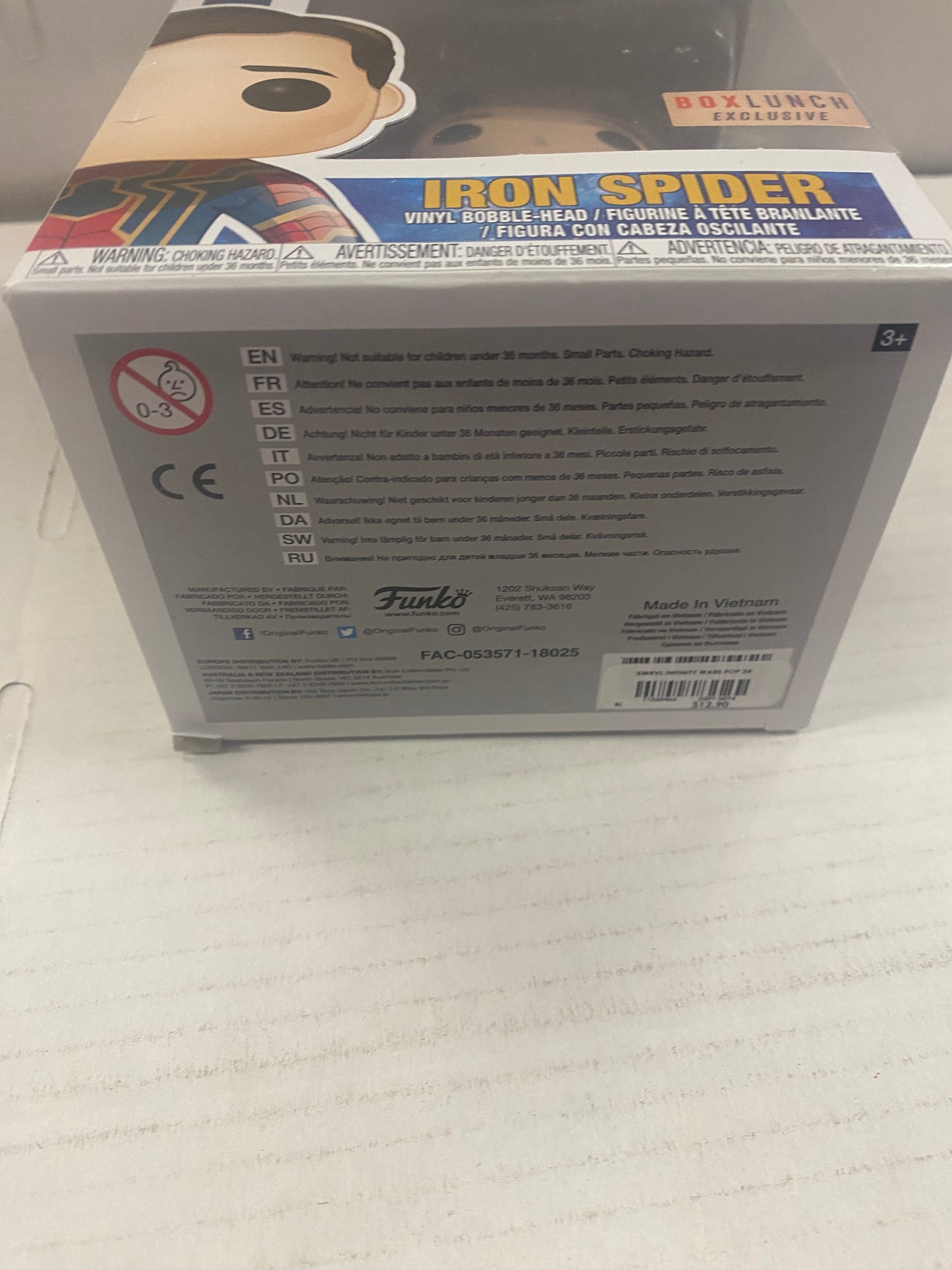FUNKO POP AVENGERS INFINITY WAR # 305 IRON SPIDER BOX LUNCH EXCLUSIVE