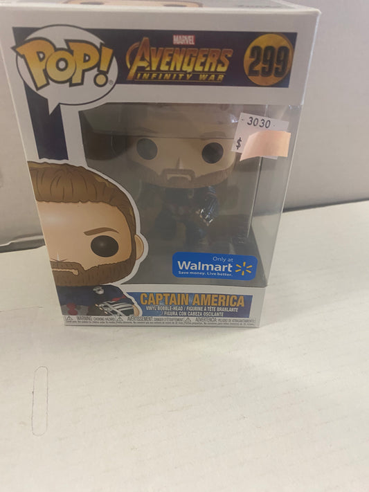 FUNKO POP AVENGERS INFINITY WAR #299 CAPTAIN AMERICA WALMART EXCLUSIVE