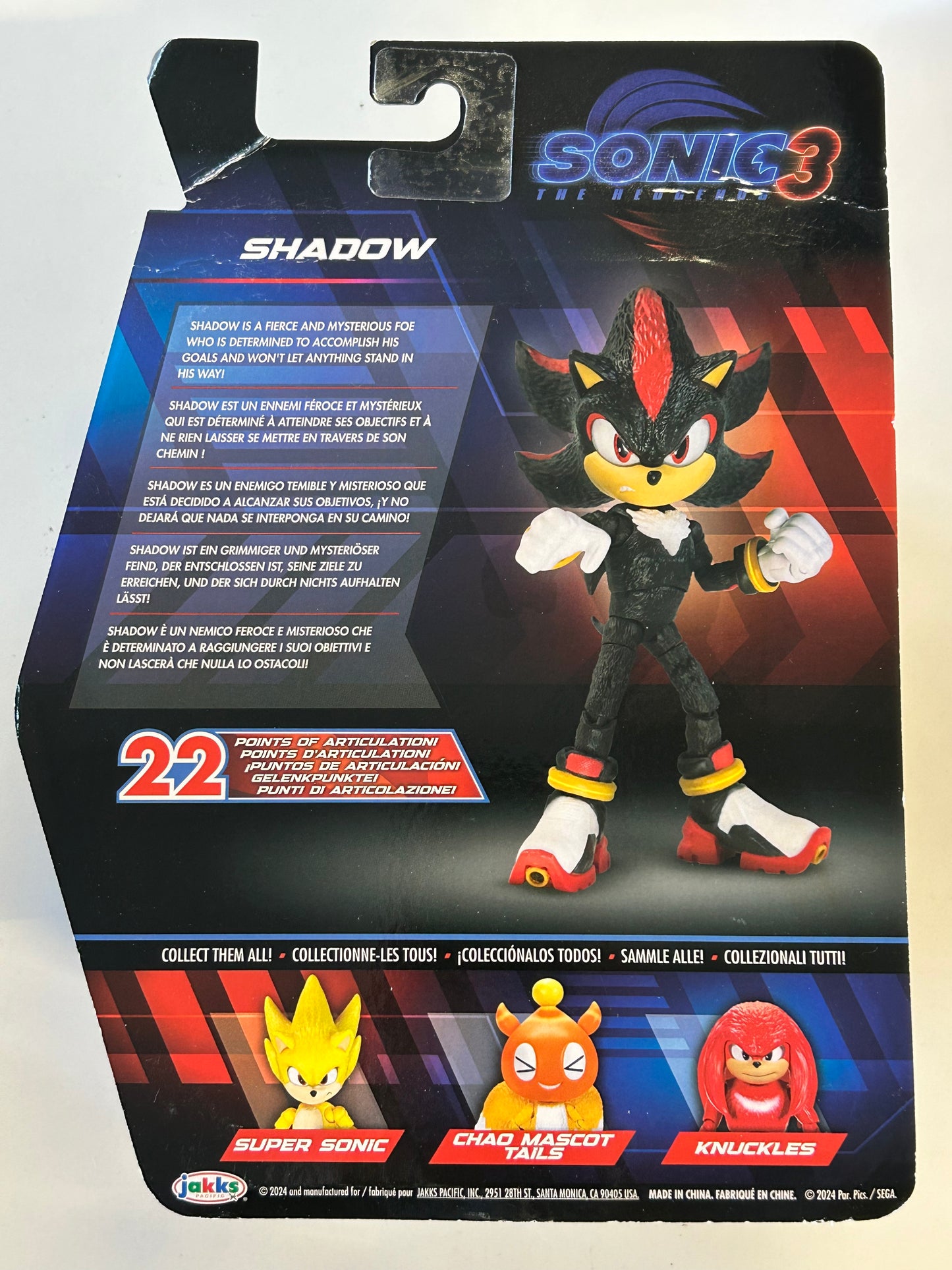 JAKKS PACIFIC SONIC THE HEDGEHOG 3 MOVIE SHADOW 6”FIGURE NEW IN MODERATE PLAY BOX