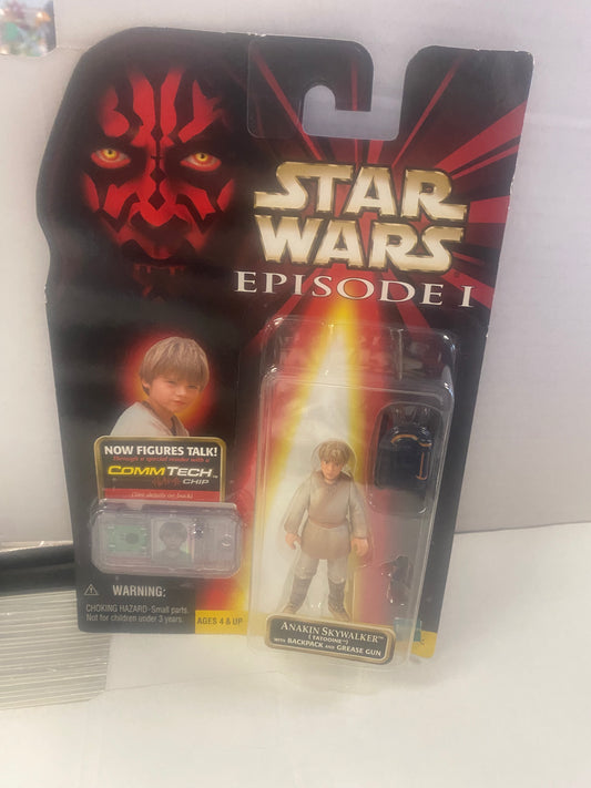 HASBRO STAR WARS EPISODE 1 ANAKIN SKYWALKER TATOOINE WITH BACKPACK AND GREASE GUN (1998)