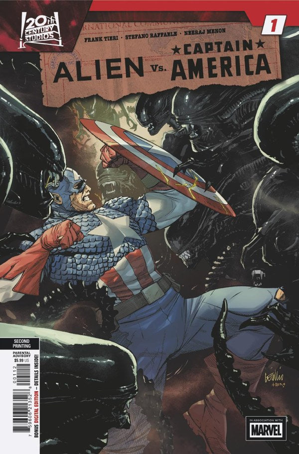MARVEL COMICS ALIEN VS. CAPTAIN AMERICA #1 SECOND PRINTING