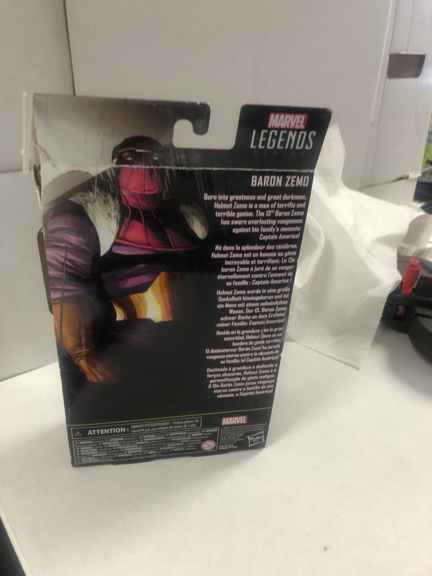 MARVEL LEGENDS SERIES SUPER VILLAINS BARON ZEMO OKAY CONDITION TEAR ON FRONT OF BOX