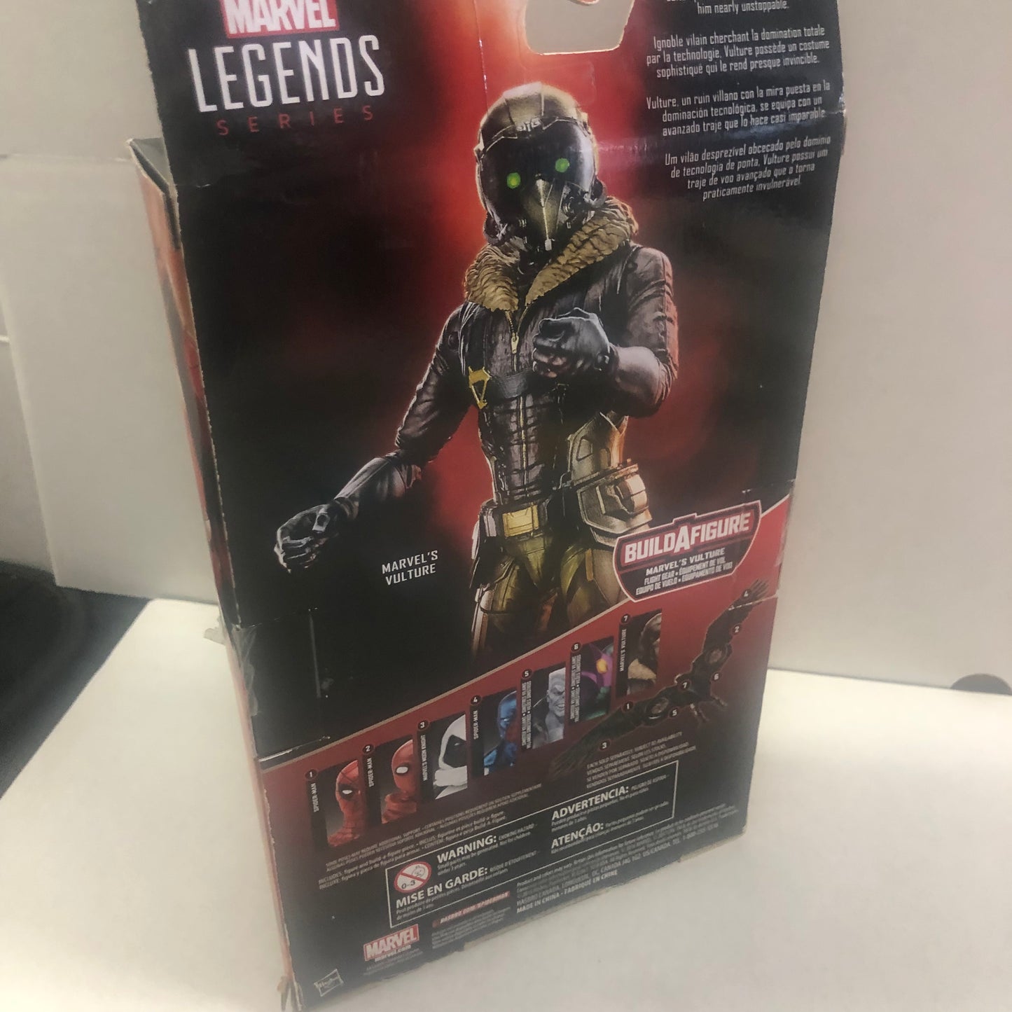 MARVEL LEGENDS SERIES SPIDER-MAN HOMECOMING MARVELS VULTURE BUILD A FIGURE GOOD CONDITION SMALL TEAR ON SIDE OF BOX