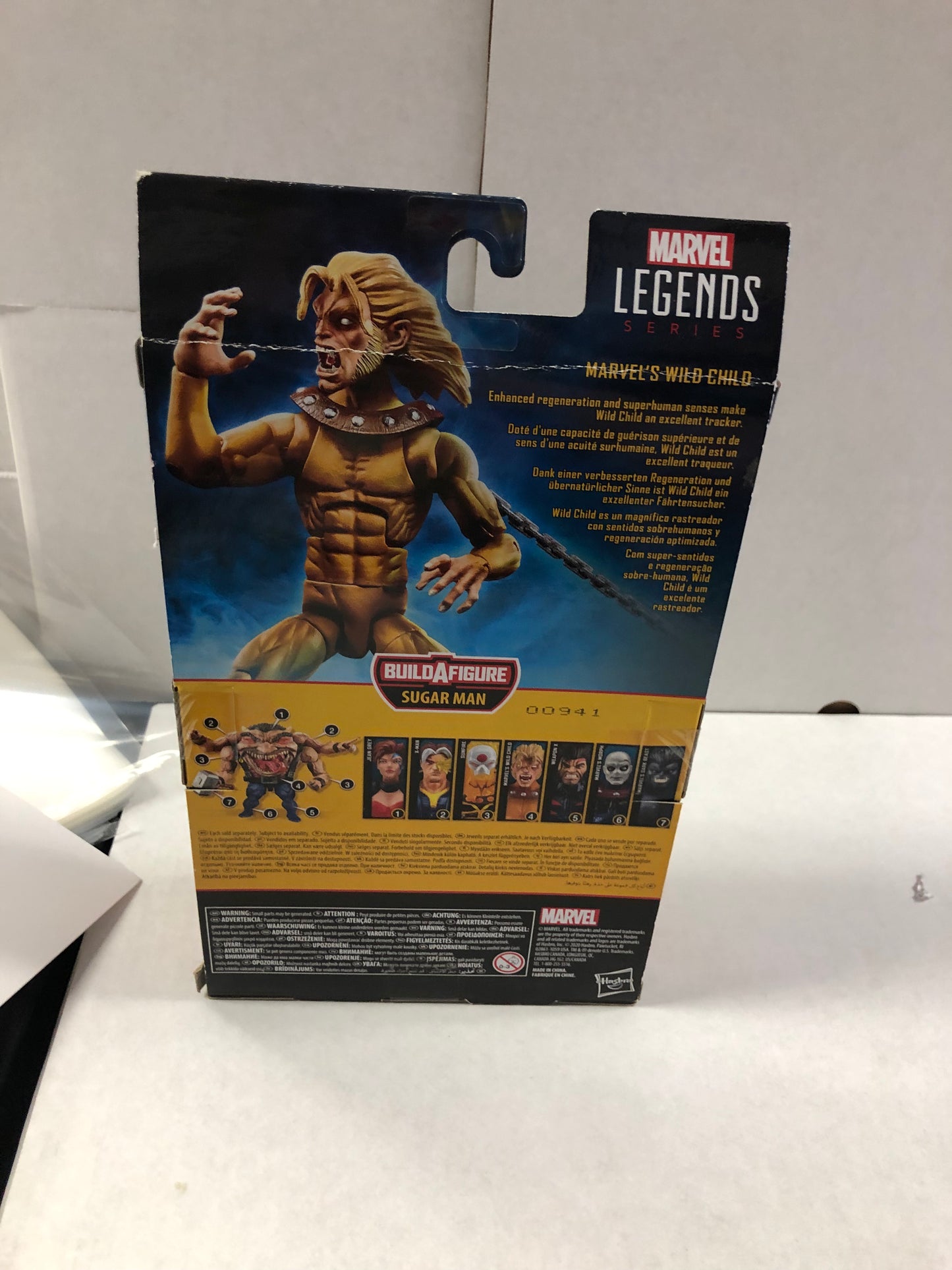 MARVEL LEGENDS SERIES X-MEN MARVELS WILD CHILD SUGAR MAN BUILD A FIGURE GOOD CONDITION SMALL TEAR ON SIDE OF BOX