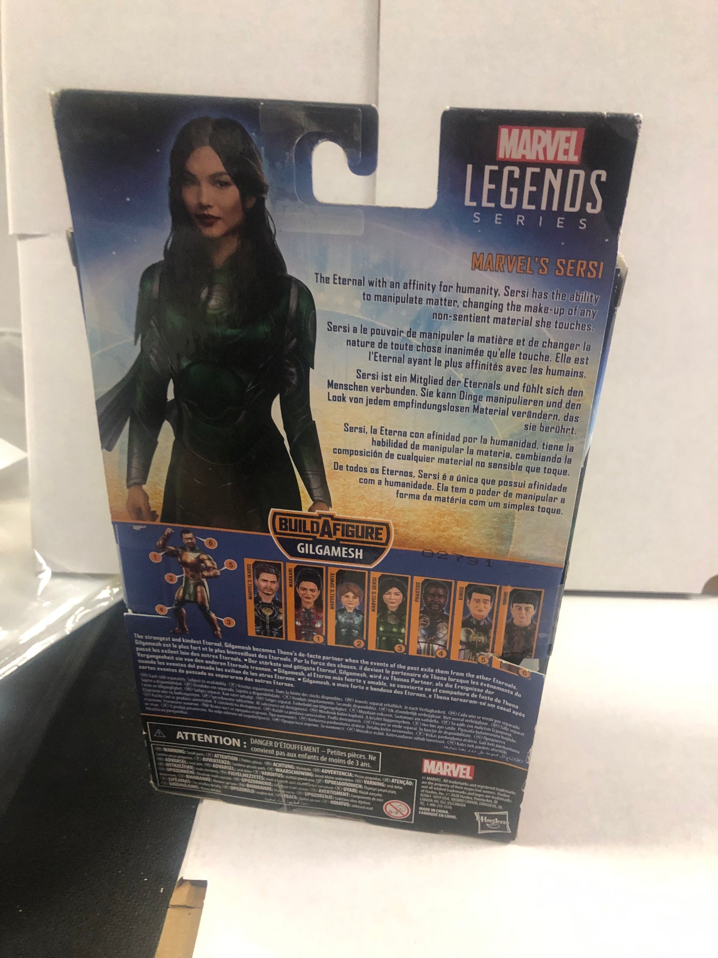 MARVEL LEGENDS SERIES ETERNALS MARVELS SERSI GILGAMESH BUILD A FIGURE GOOD CONDITION TEAR ON BACK OF BOX