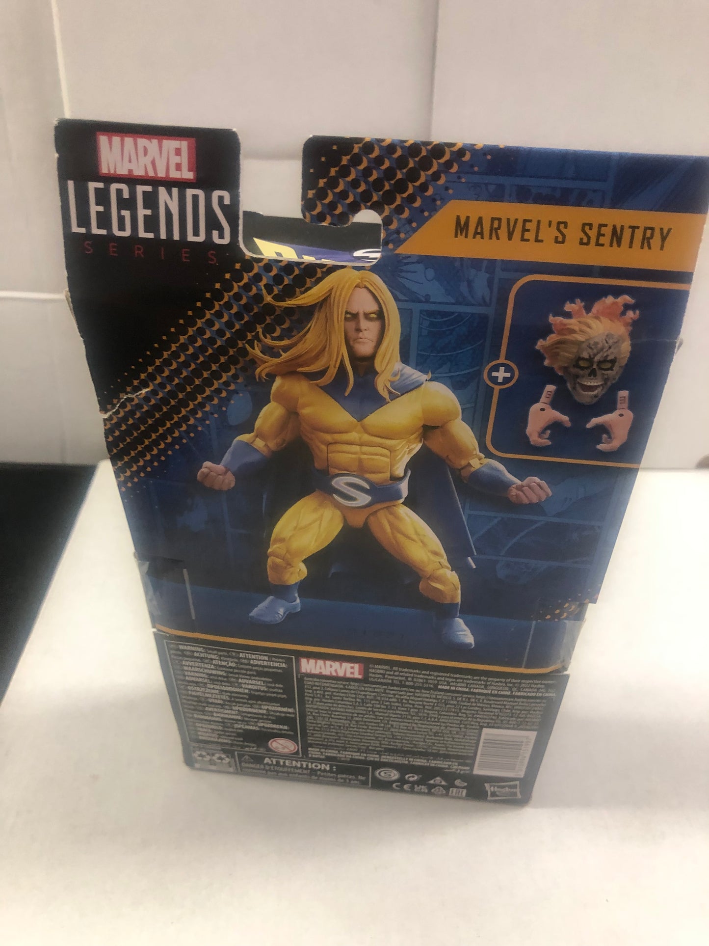 MARVEL LEGENDS THE SENTRY MARVELS SENTRY OKAY CONDITION TEAR ON TOP OF BOX BOX DAMAGE TOWARDS BOTTOM