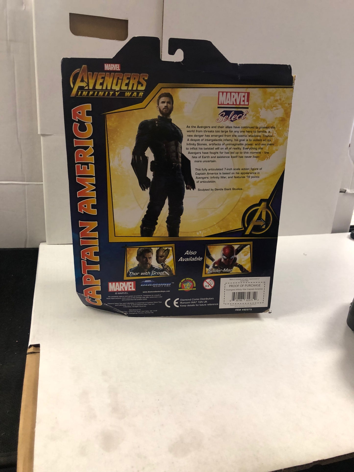 MARVEL SELECT AVENGERS INFINITY WAR CAPTAIN AMERICA OKAY CONDITION BOX DAMAGE ON BOTTOM OF BOX