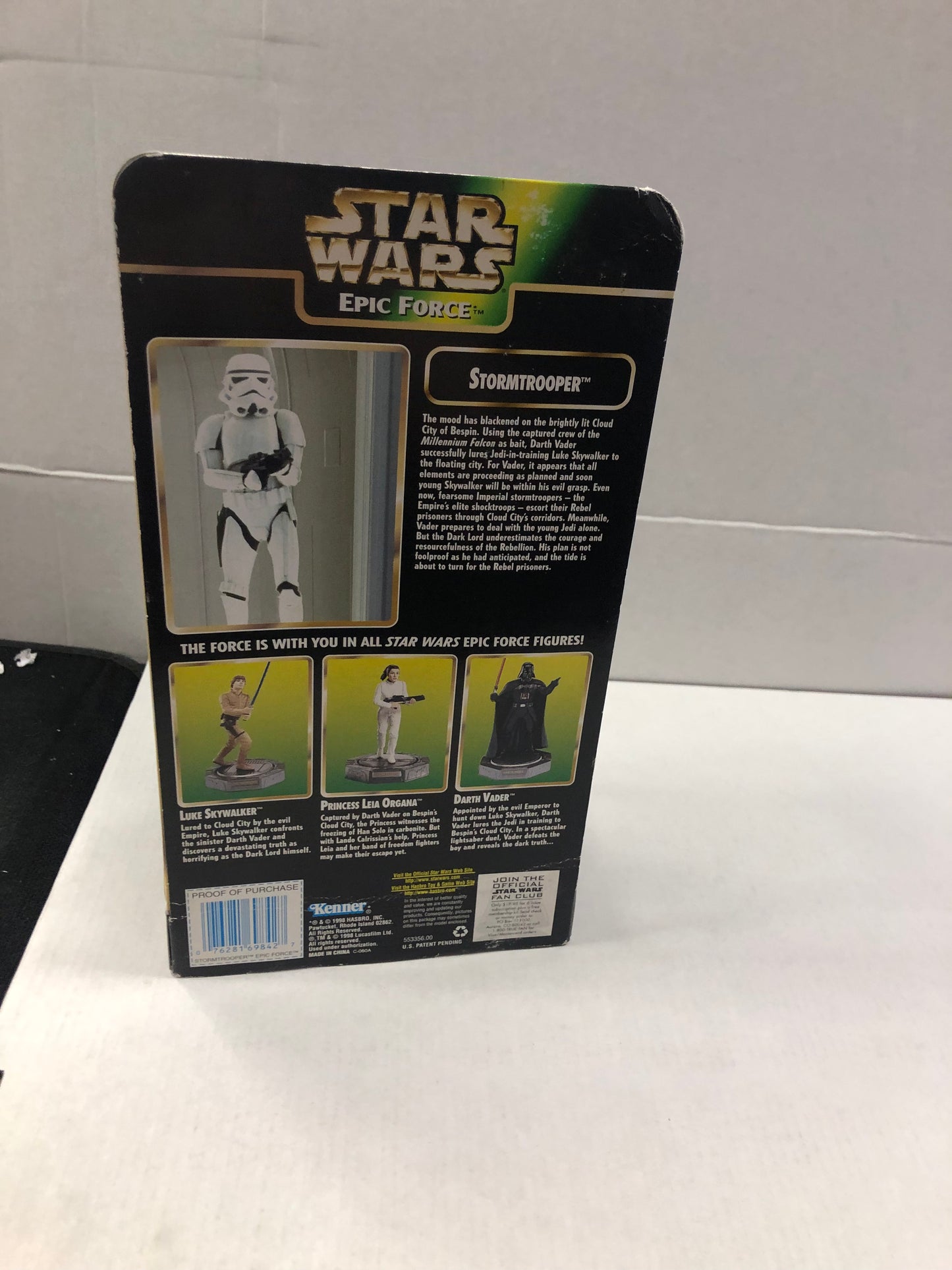 KENNER STAR WARS EPIC FORCE STORMTROOPER (1998) GOOD CONDITION SLIGHT WEAR ON BACK OF BOX