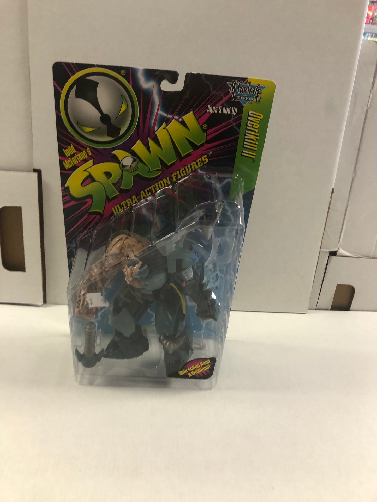 MCFARLANE TOYS SPAWN OVERKILL II GOOD CONDITION PLASTIC LOOSE ON FRONT OF BOX