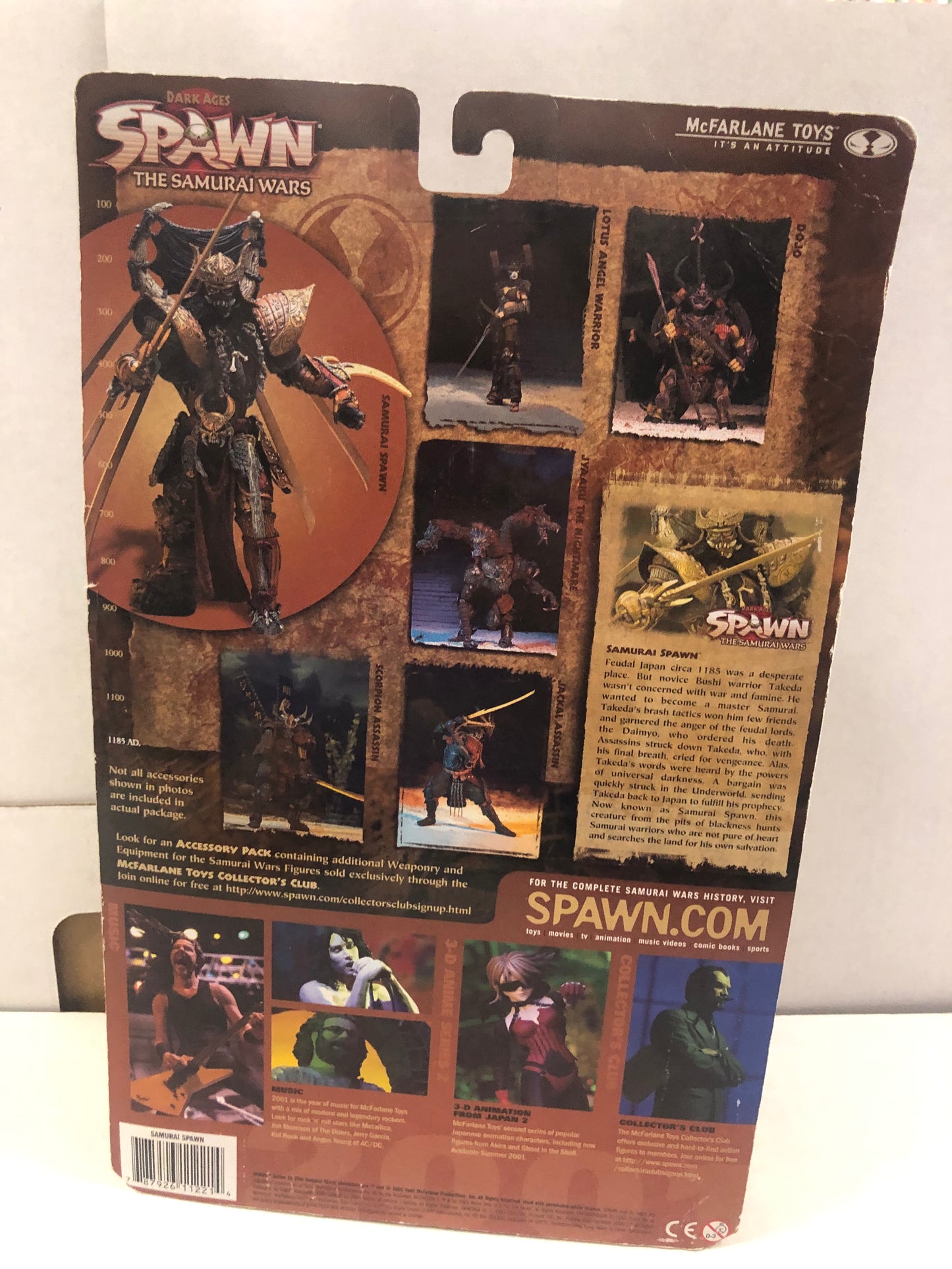 MCFARLANE TOYS DARK AGES SPAWN SAMURAI SPAWN GOOD CONDITION YELLOWING ON FRONT OF BOX