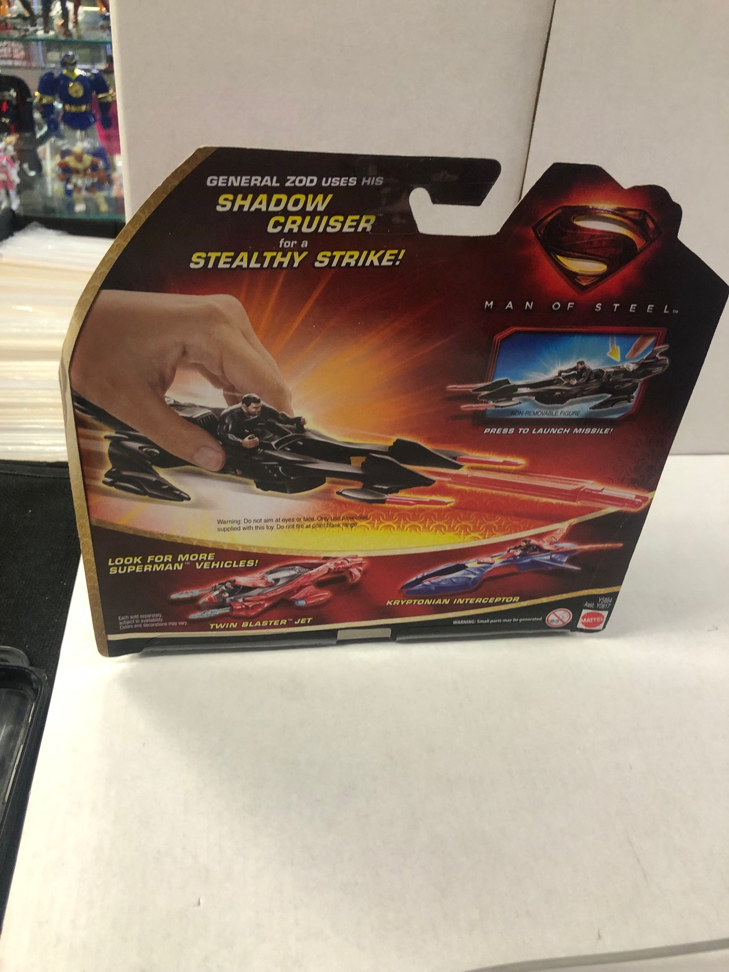 MATTEL MAN OF STEEL SHADOW CRUISER OKAY CONDITION DENTS ON BOTTOM OF BOX