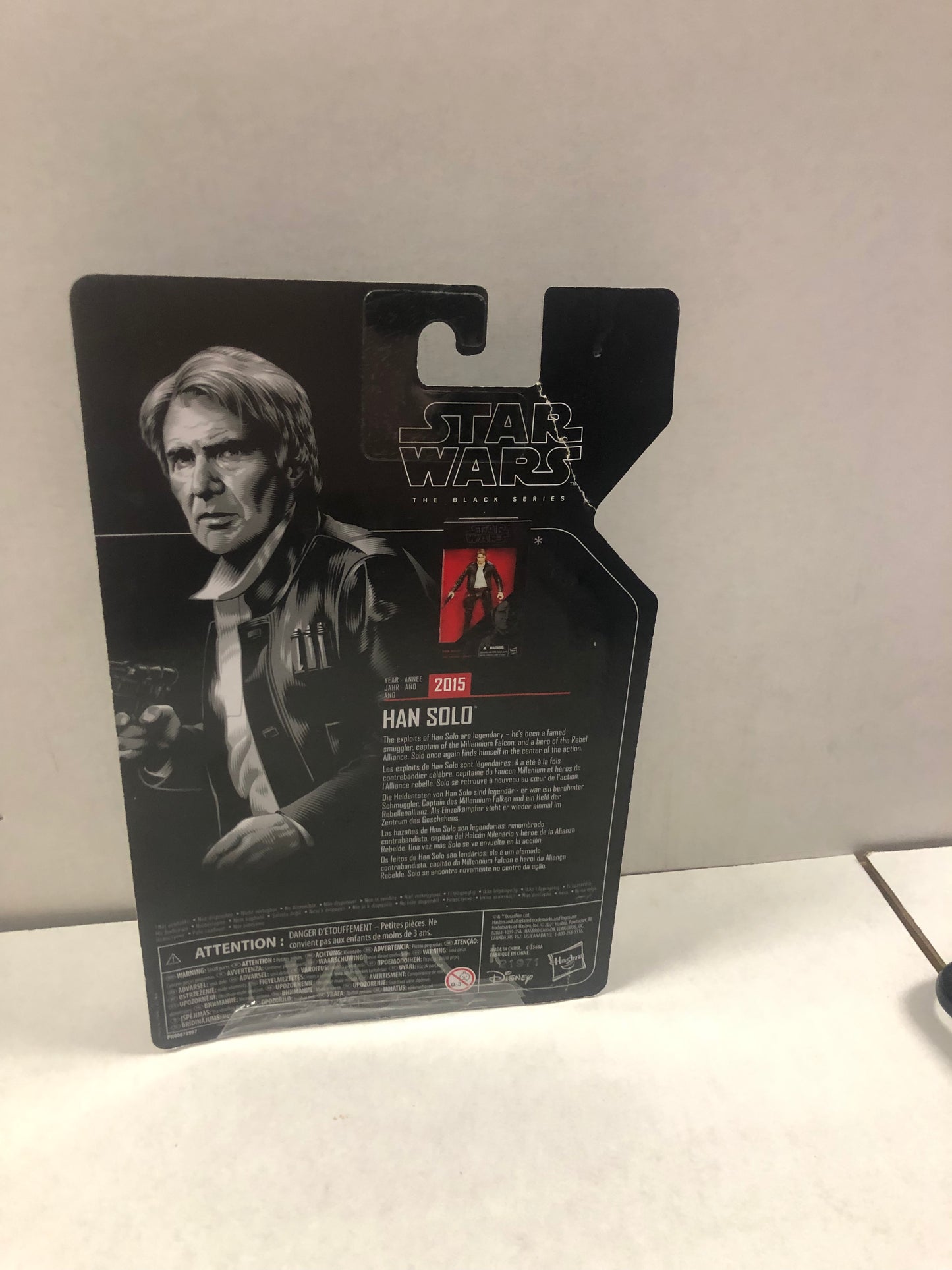 STAR WARS THE BLACK SERIES HAN SOLO OKAY CONDITION BEND ON TOP OF BOX AND TEAR ON TOP OF BOX