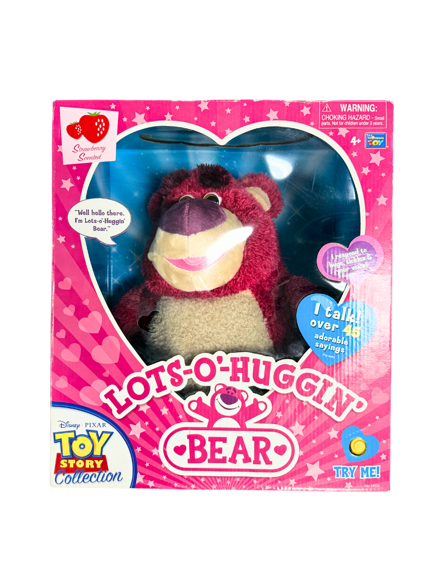TOY STORY TALKING LOTS-O’-HUGGIN BEAR PLUSH STRAWBERRY SCENTED FROM THINK WAY DISNEY PIXAR