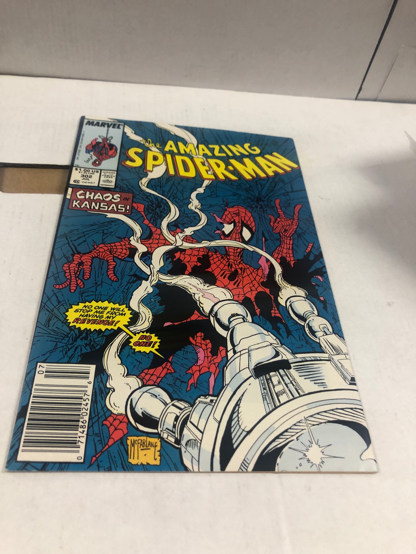 MARVEL COMICS AMAZING SPIDER-MAN 302 (1988) NEWSSTAND MARK JEWELERS MCFARLANE COVER VF+/NM WP