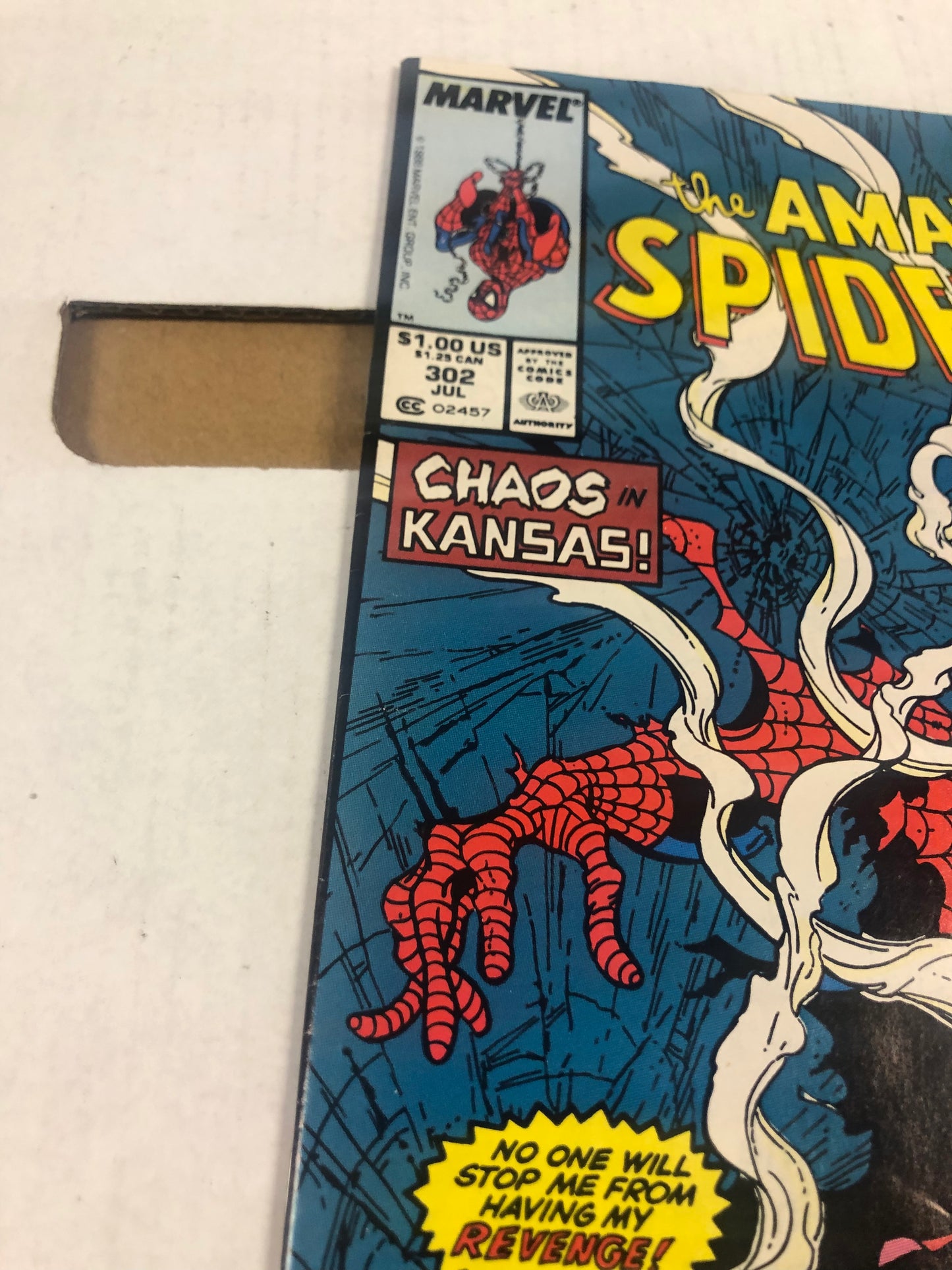 MARVEL COMICS AMAZING SPIDER-MAN 302 (1988) NEWSSTAND MARK JEWELERS MCFARLANE COVER VF+/NM WP