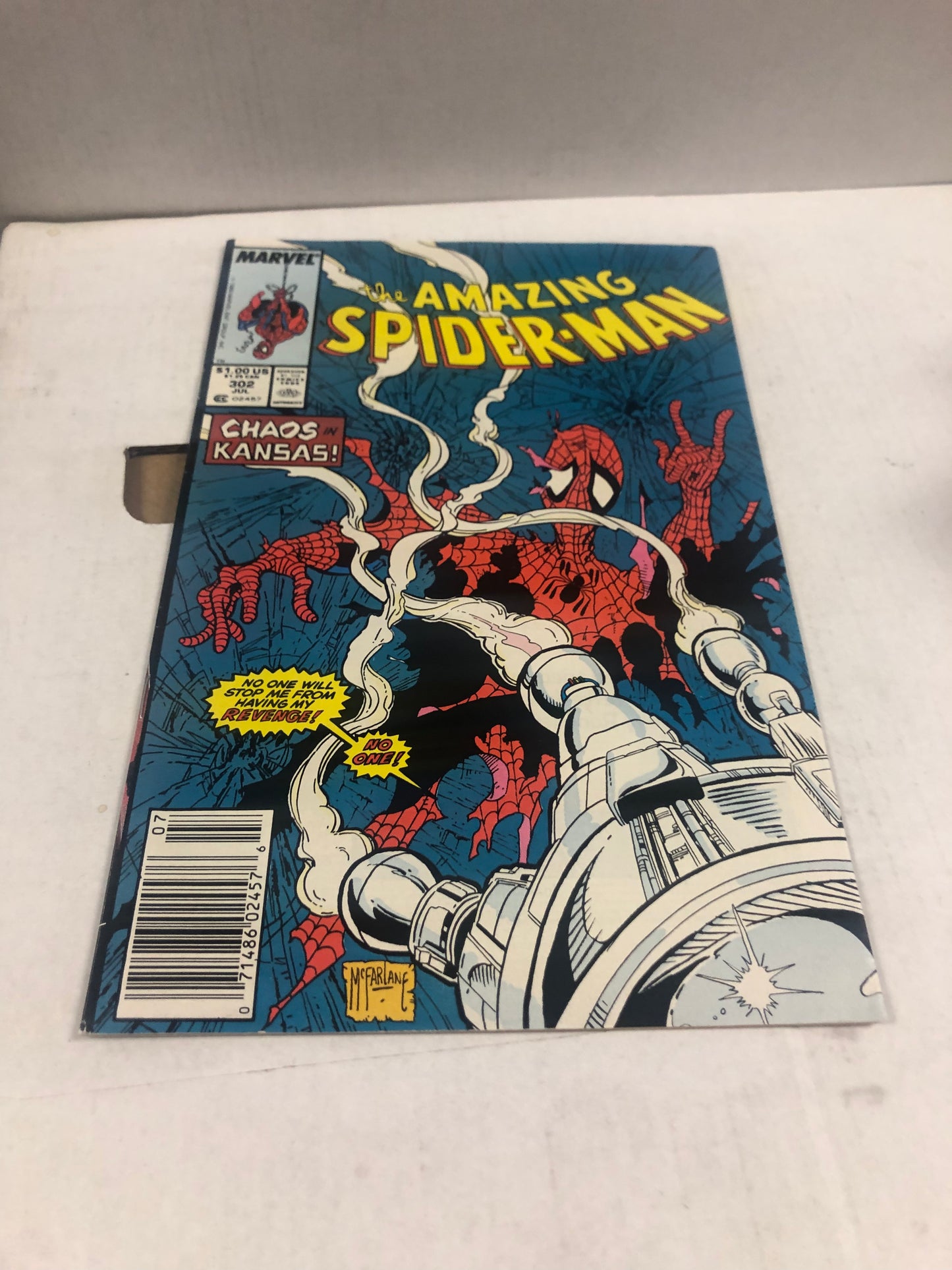 MARVEL COMICS AMAZING SPIDER-MAN 302 (1988) NEWSSTAND MARK JEWELERS MCFARLANE COVER VF+ WP