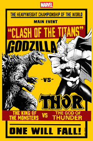 MARVEL COMICS GODZILLA VS THOR #1 VARIANT BOXING POSTER