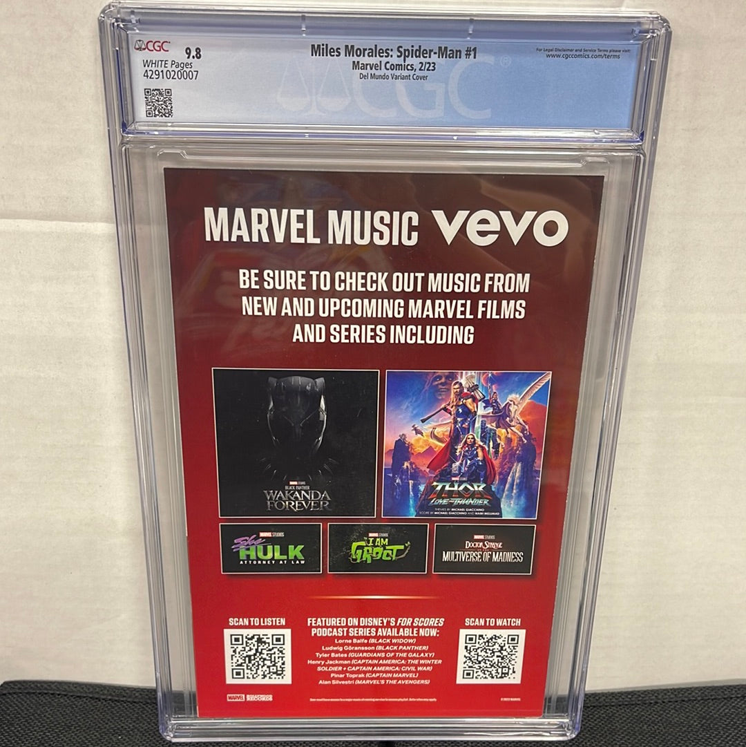 MARVEL COMICS MILES MORALES: SPIDER-MAN #1 CGC 9.8 DEL MUNDO VARIANT COVER