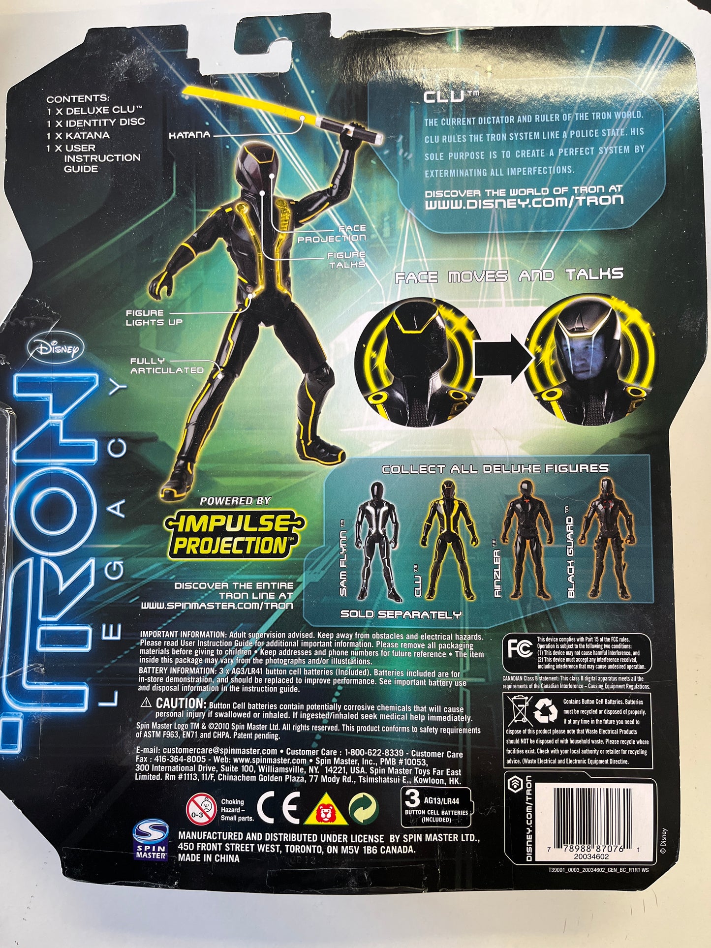 TRON LEGACY DISNEY IMPULSE PROJECTION DELUXE CLU DISNEY