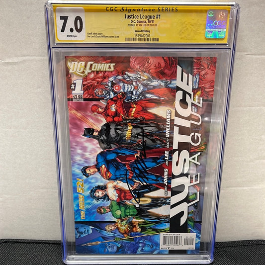 DC COMICS JUSTICE LEAGUE #1 CGC 7.0 SIGNED BY JIM LEE