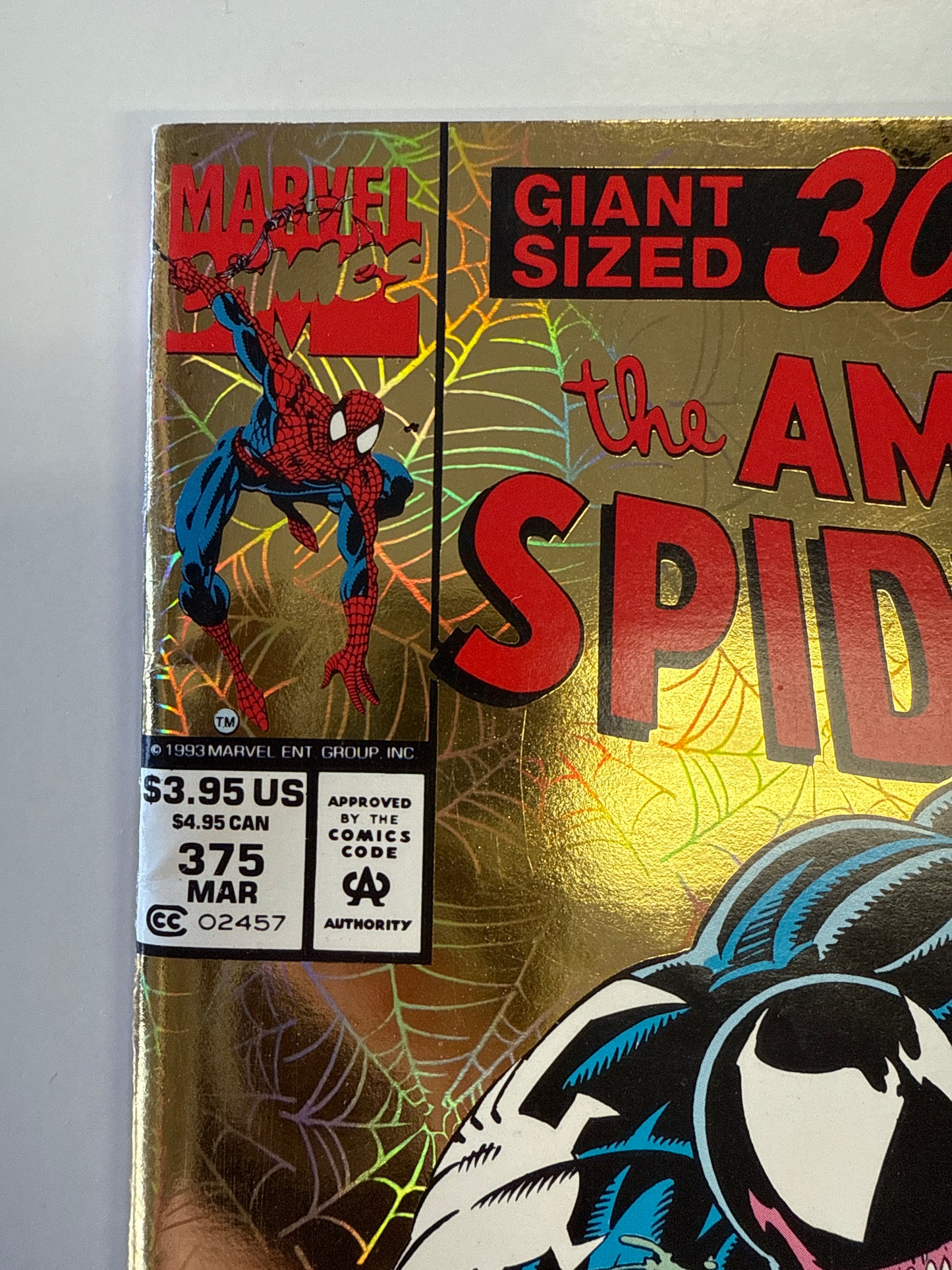 MARVEL AMAZING SPIDER-MAN #375 GOLD FOIL W/ VISIBLE INK ERRORS ON COVER 1st SHE-VENOM