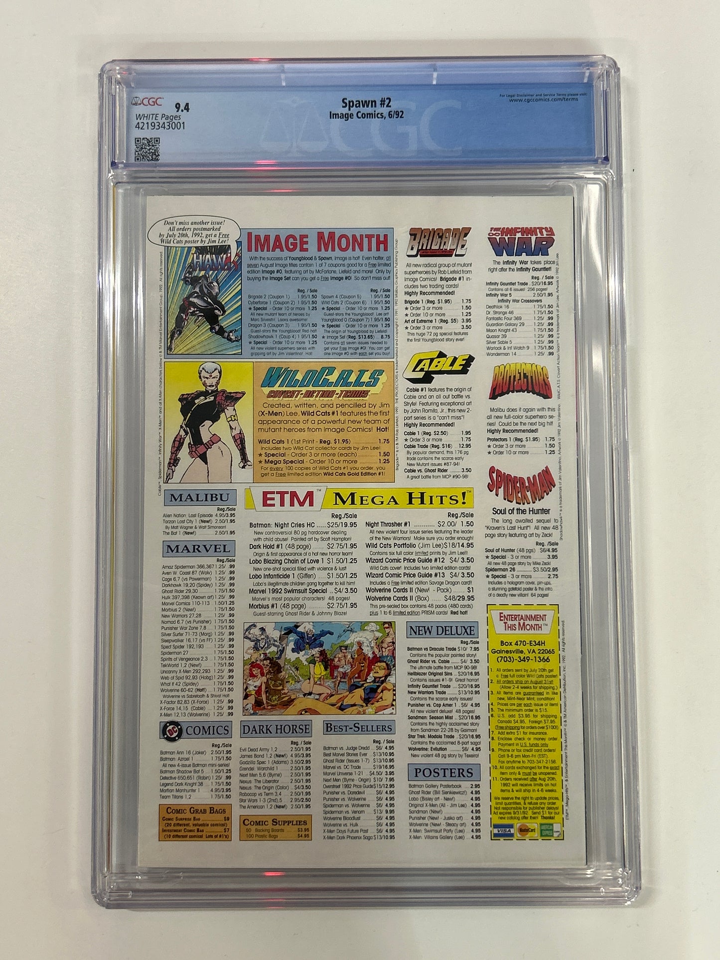 IMAGE COMICS SPAWN #2 CGC 9.4