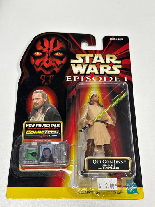 Star Wars Episode I QUI-GON JINN Action Figure Talking CommTech Chip