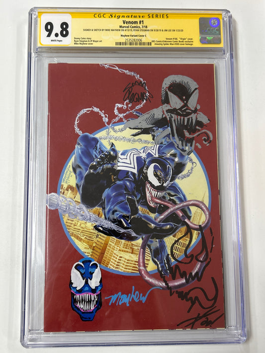 VENOM #1 VARIANT CGC 9.8 SIGNATURE SERIES RYAN STEGMAN, MIKE MAYHEW, JIM LEE