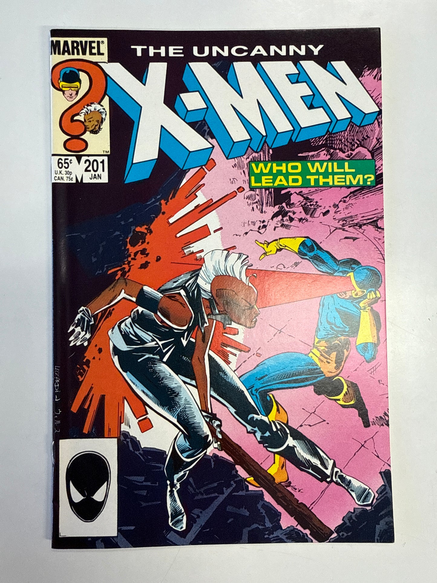 MARVEL COMICS UNCANNY X-MEN #201 STORM CYCLOPS COVER WHO WILL LEAD THEM