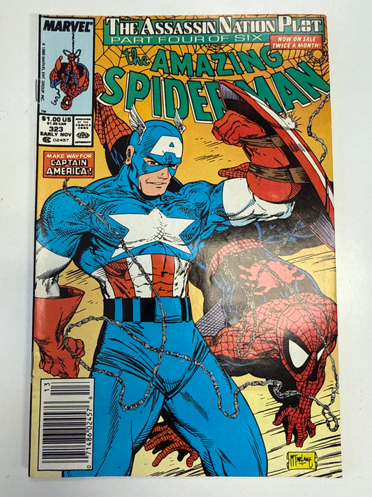 MARVEL COMICS THE AMAZING SPIDER-MAN #323 MCFARLANE ASSASSIN NATION PLOT 4 of 6 ICONIC CAPTAIN AMERICA COVER