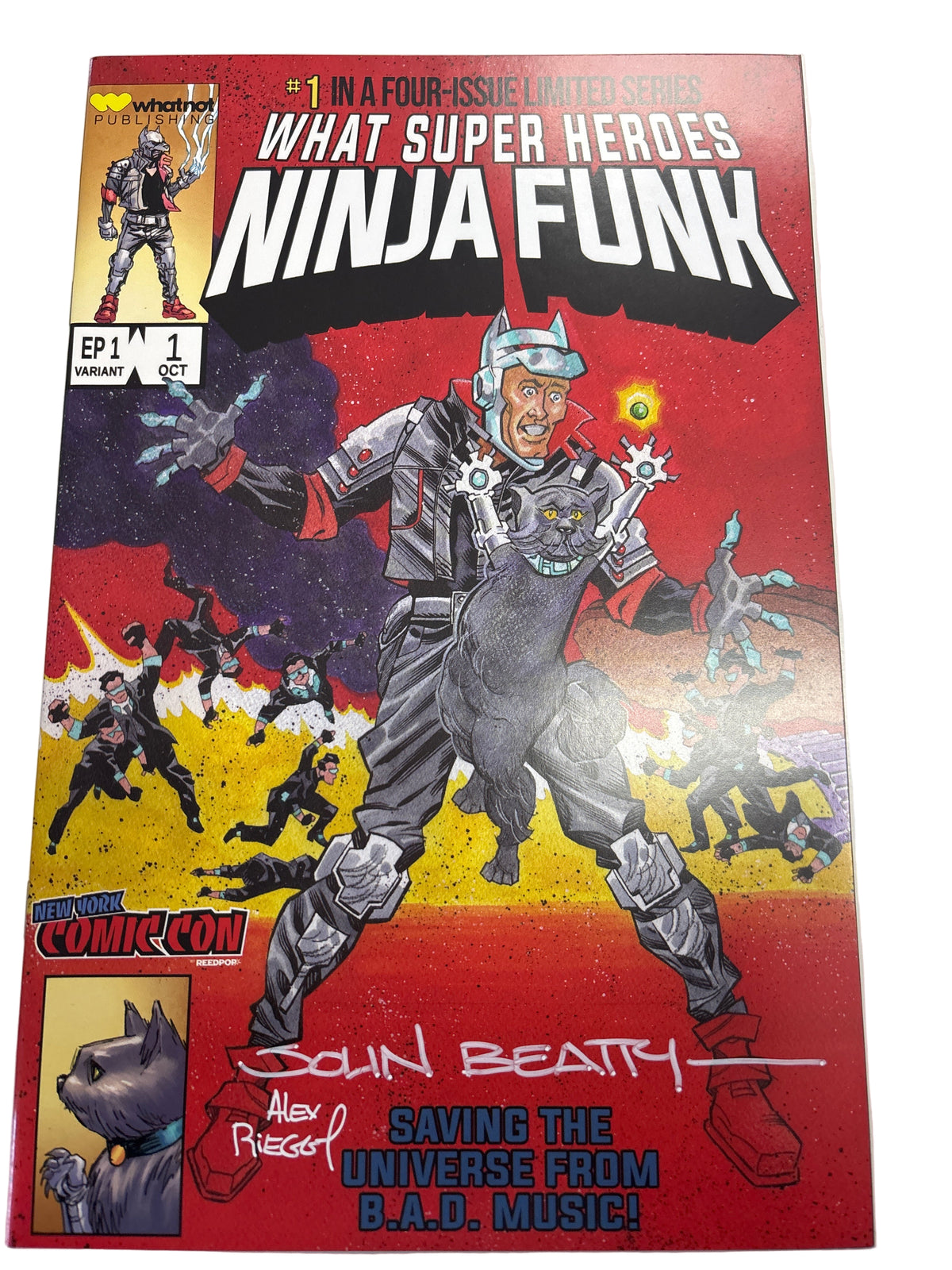 WHATNOT PUBLISHING WHAT SUPER HEROES NINJA FUNK #1 SIGNED BY JOHN BEATTY WITH CERTIFICATE OF AUTHENTICITY