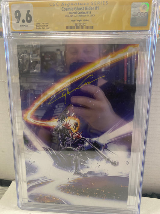 MARVEL COMICS COSMIC GHOST RIDER #1 (2018) CRAIN VIRGIN COVER SIGNED BY CLAYTON CRAIN CGC SS 9.6 WP