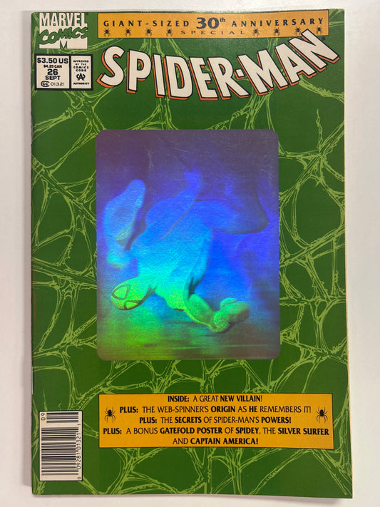 MARVEL COMICS SPIDER-MAN #26 GIANT-SIZED 30TH ANNIVERSARY SPECIAL HOLOGRAM NEAR MINT CONDITION