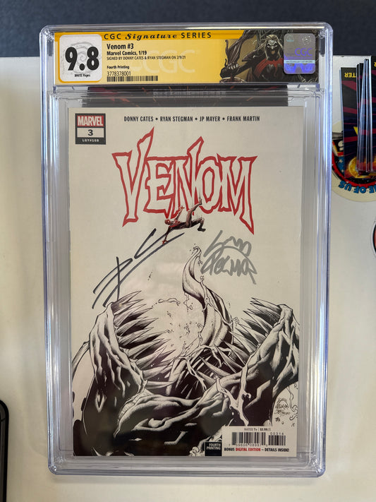 MARVEL COMICS VENOM #3 (2018) 1ST FULL APPEARANCE OF KNULL CGC 9.8 DUAL SIGNED DONNY CATES AND RYAN STEGMAN