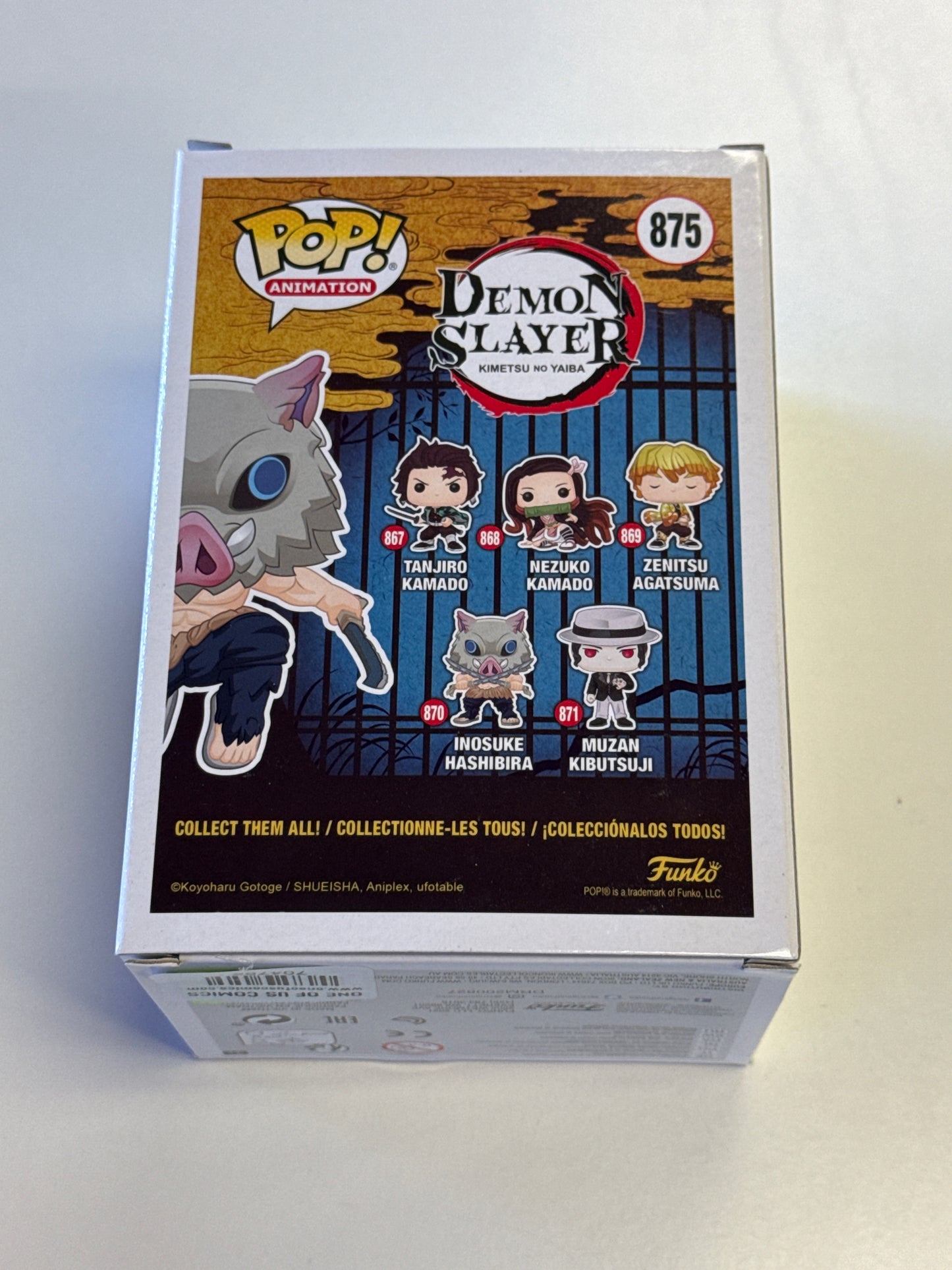 FUNKO POP ANIMATION DEMON SLAYER INOSIKE HASHIBIRA FLOCKED CHALISE COLLECTIBLES EXCLUSIVE 875 GOOD CONDITION IN BOX